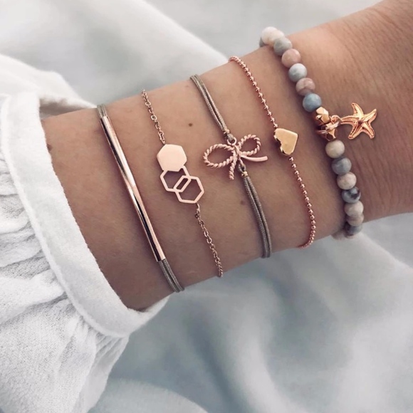 Jewelry - 'Sand Storm' Multicolor Bead Starfish Bracelet Set